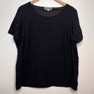 Marc New York by Andrew Marc Black Eyelet Short Sleeved Top Size XXL